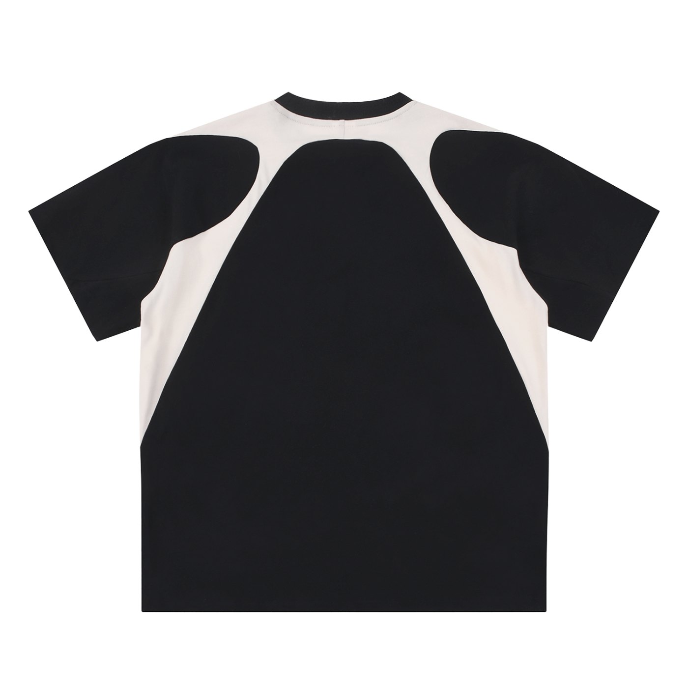 Black Contrast Panel Cotton T-Shirt