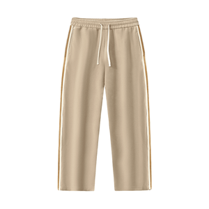 Beige sweatpants with white drawstring on a white background