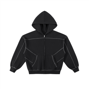 Black hoodie with reflective accents on a white background