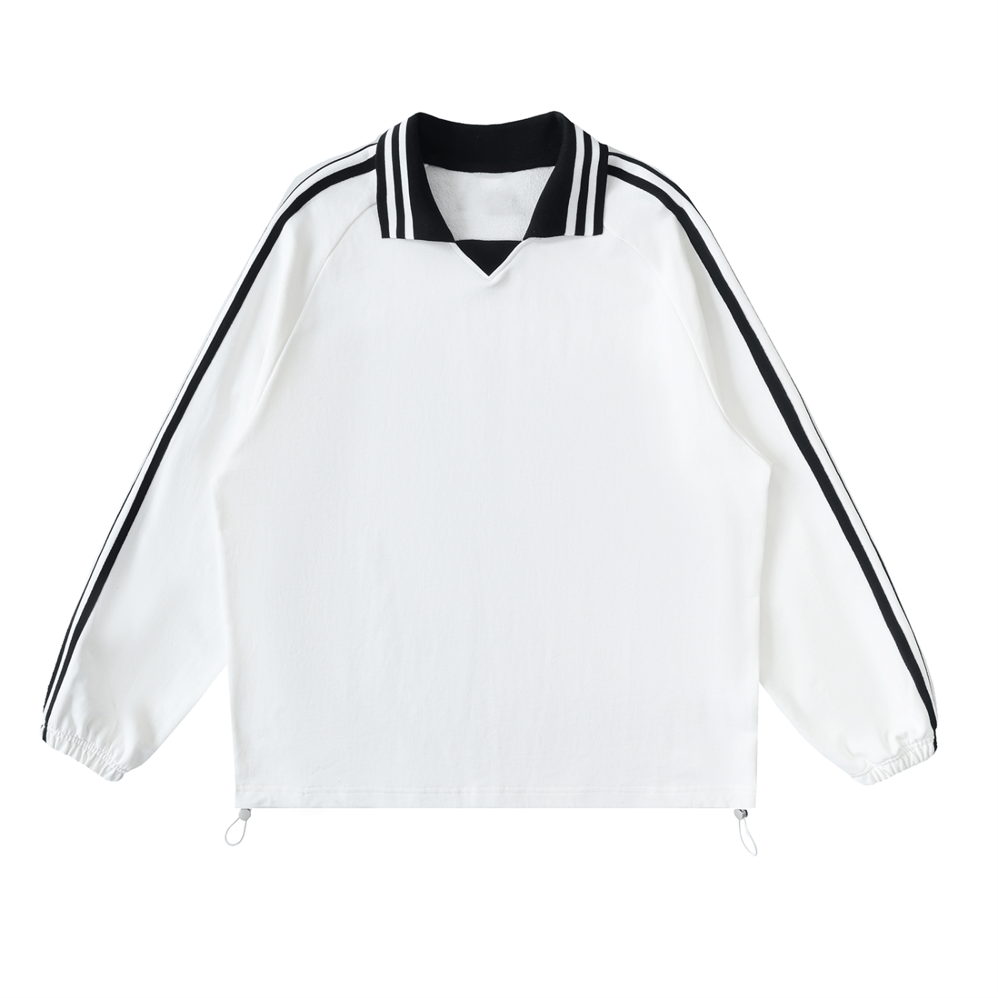 White jacket with black stripes on a white background