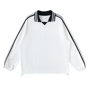 White jacket with black stripes on a white background