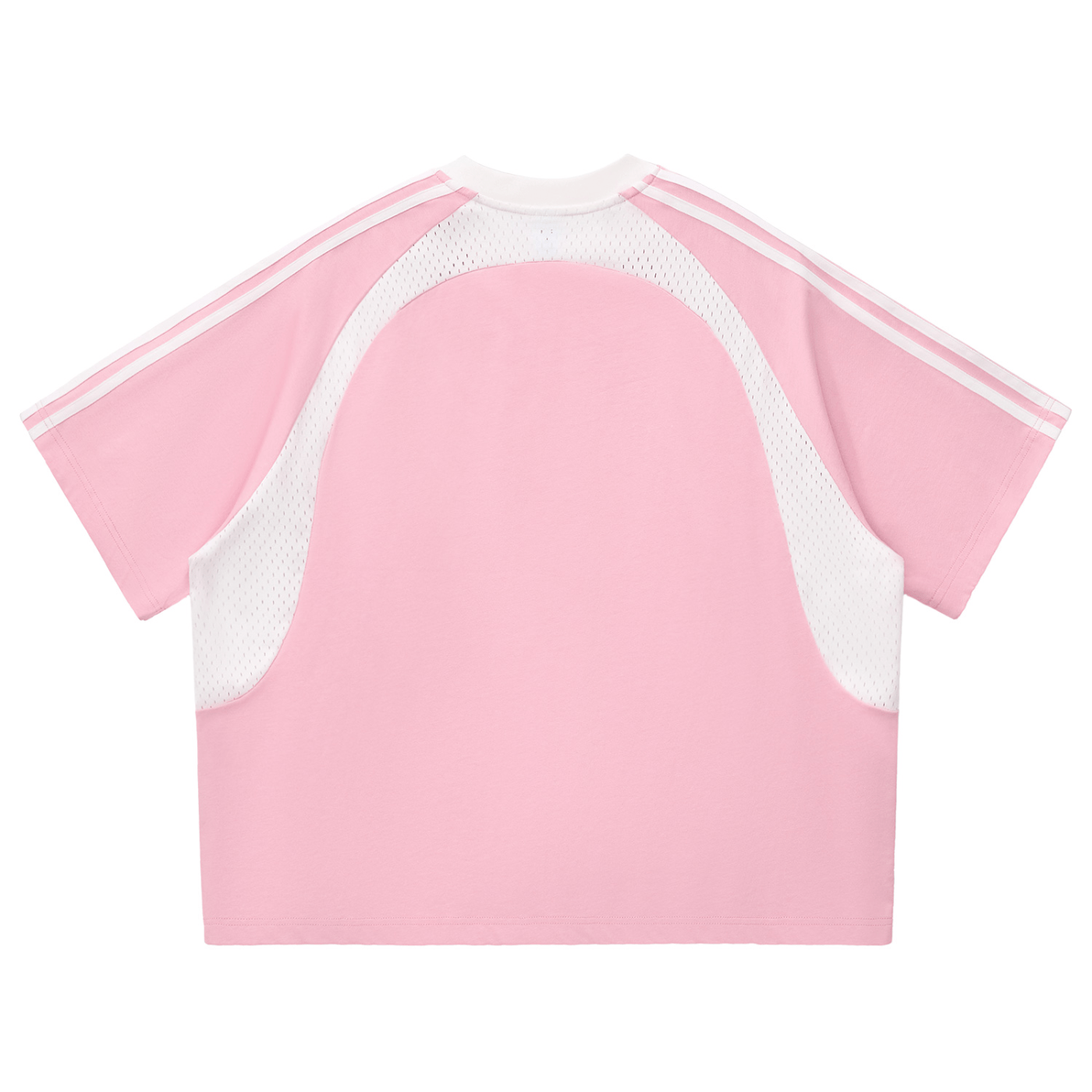 Contrast Stripes Panel Mesh T-shirt