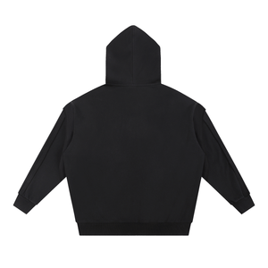 Black hoodie shown from the back on a white background