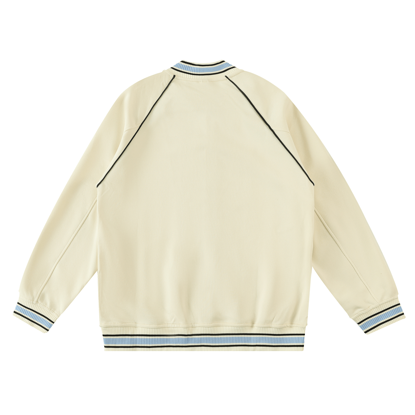 Beige jacket with blue trim on a white background
