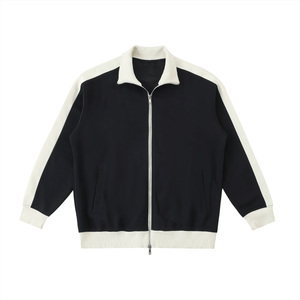 Black jacket with white accents on a white background