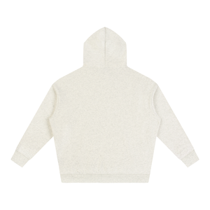 White cropped hoodie with sheer sleeves on a white background
