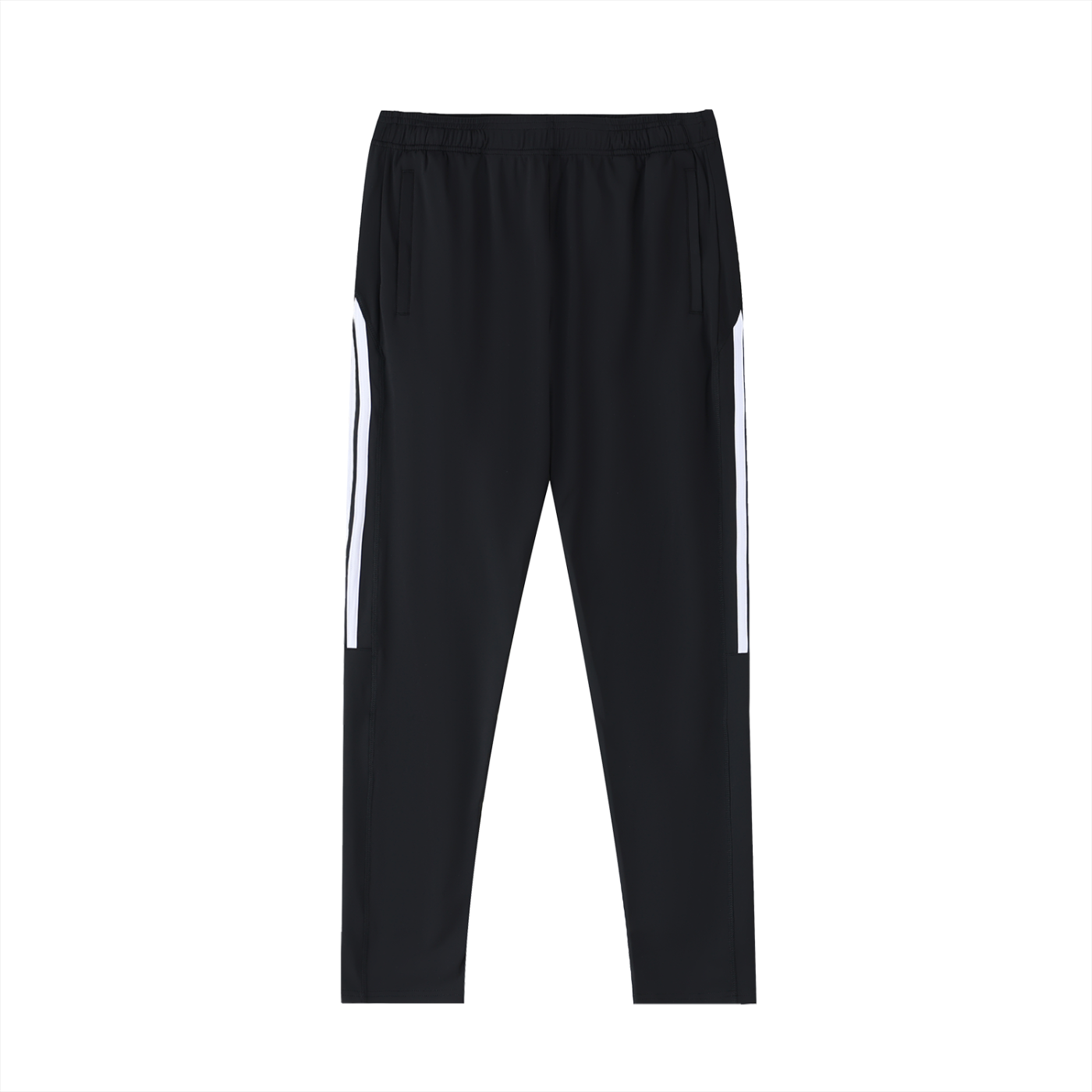 Black pants with white stripes on a white background