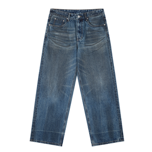 Pair of blue jeans on a white background