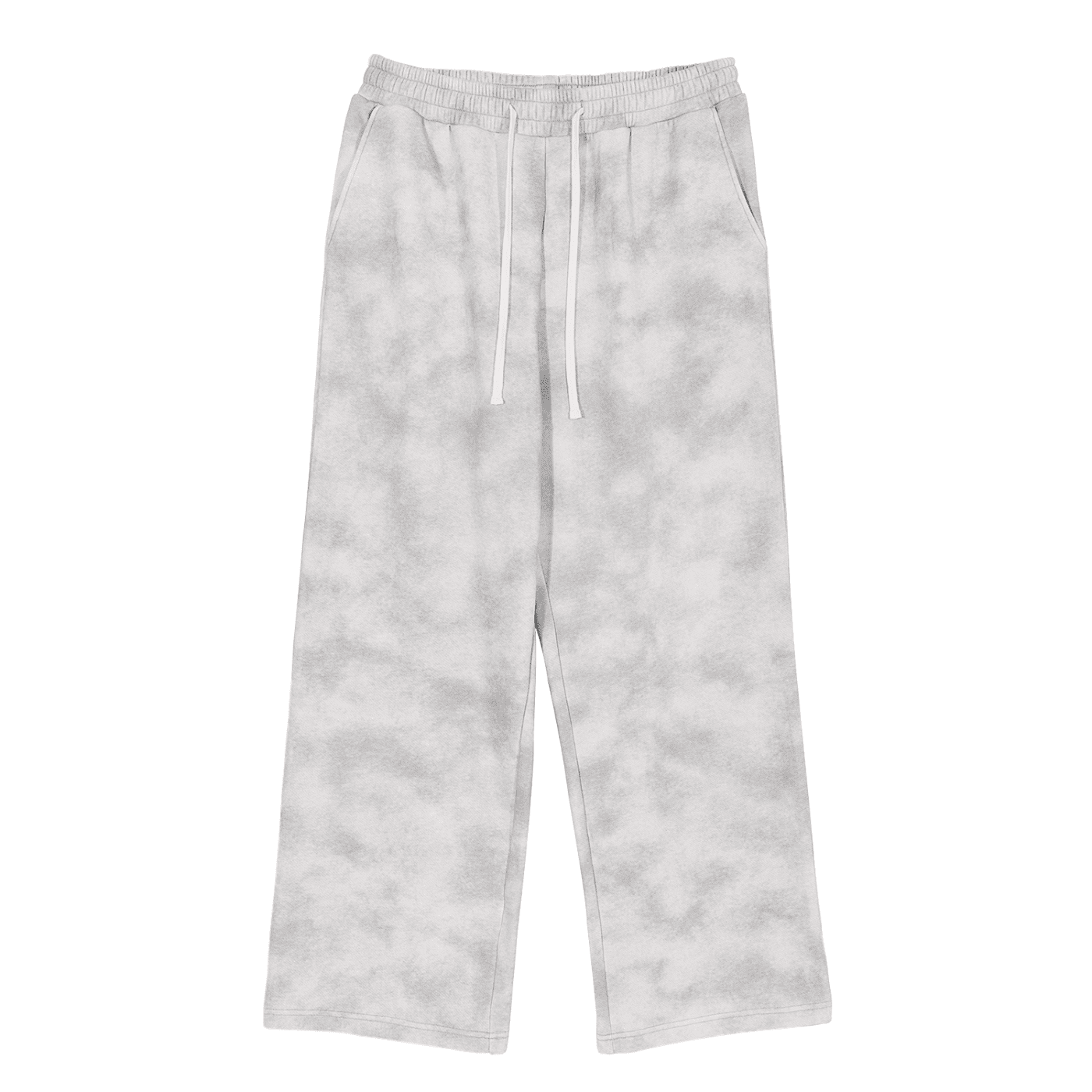 Gray tie-dye sweatpants on a white background