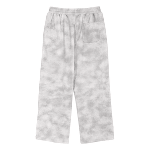 Gray tie-dye sweatpants on a white background