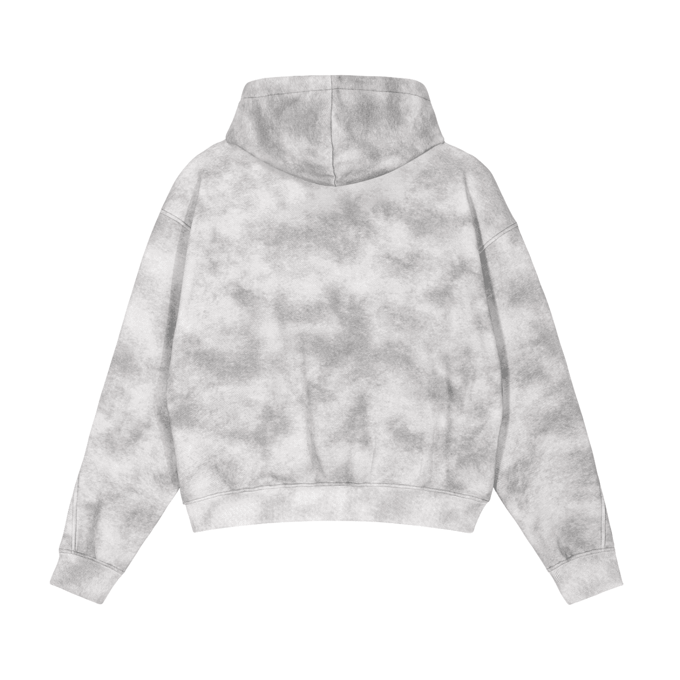 Gray tie-dye hoodie on a white background