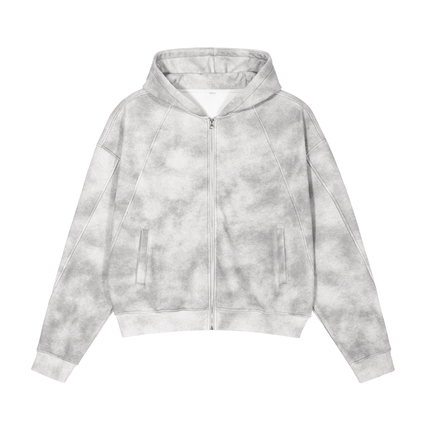 Gray tie-dye hoodie on a white background