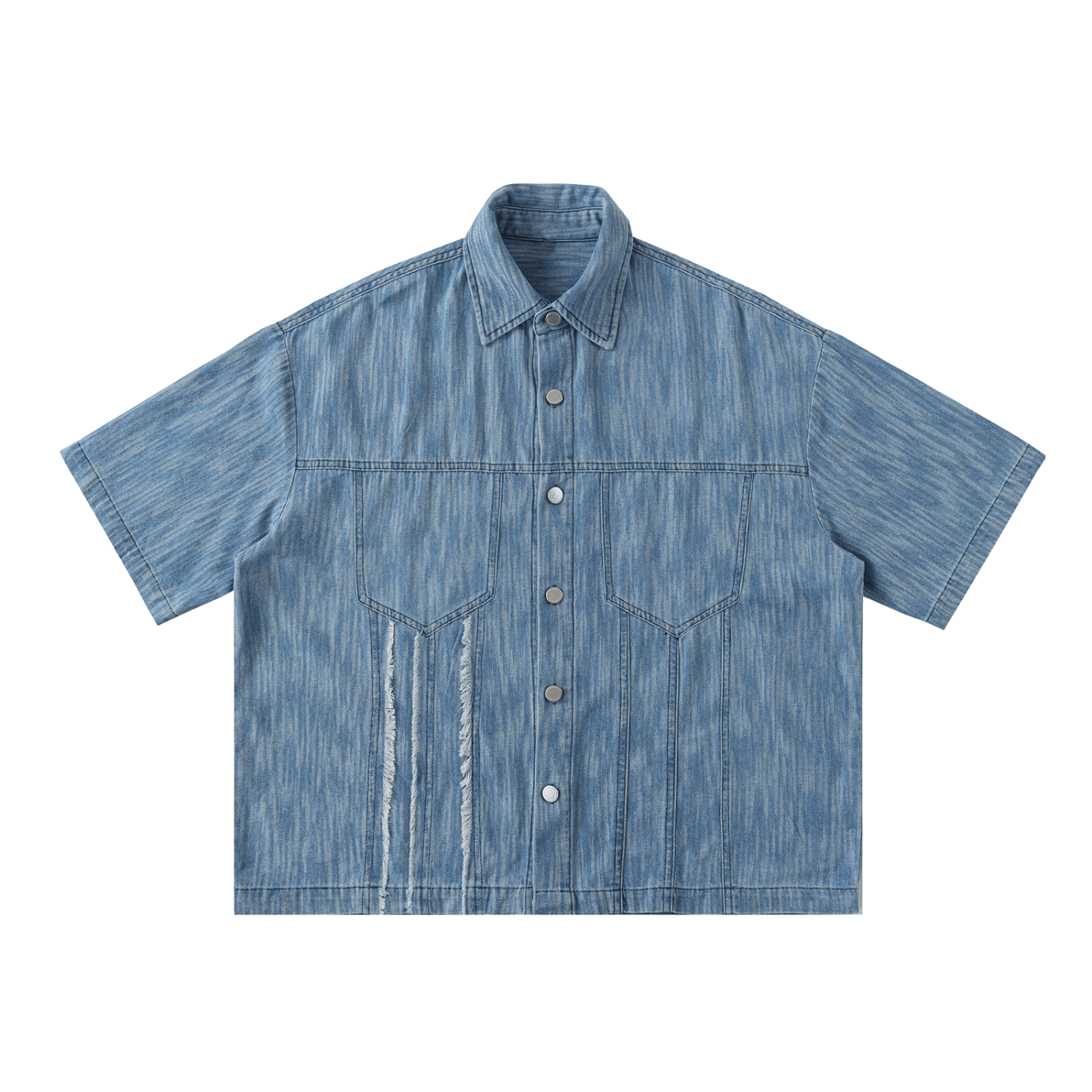 Blue denim shirt on a white background