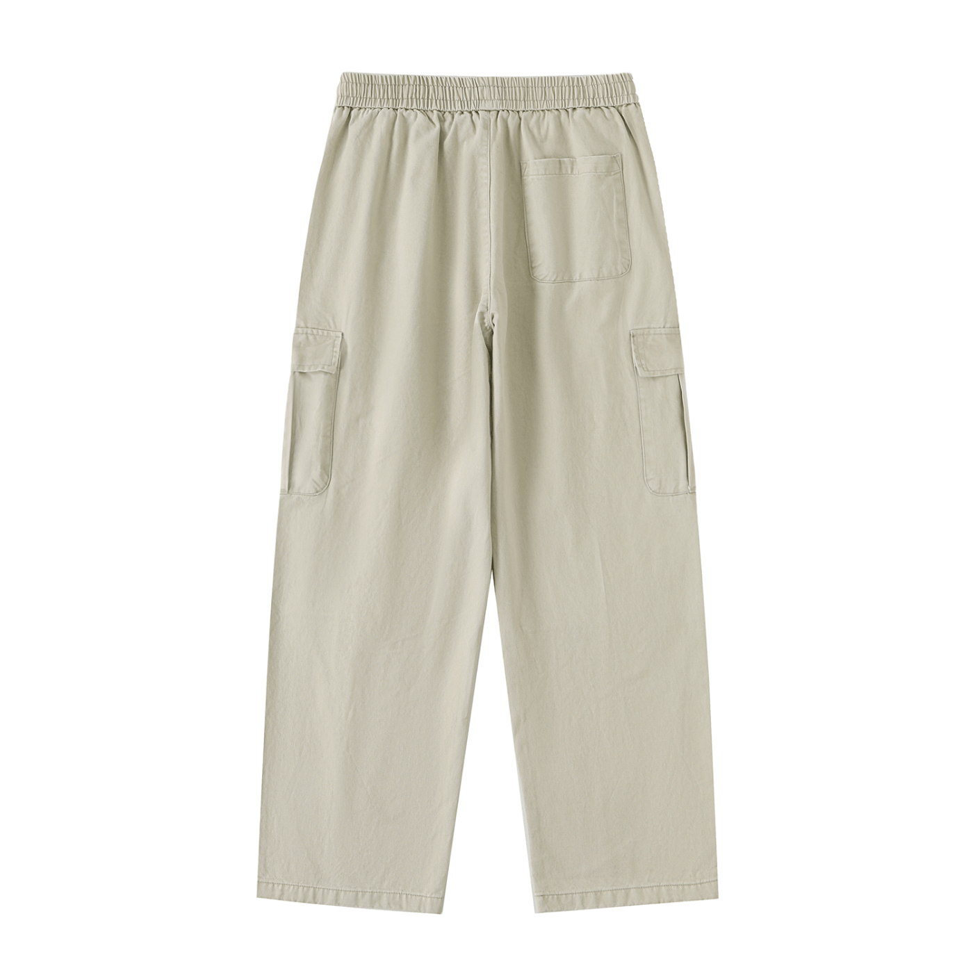 Beige cargo pants on a white background