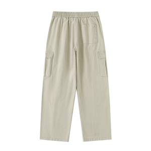 Beige cargo pants on a white background