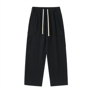 Black pants with drawstring on a white background