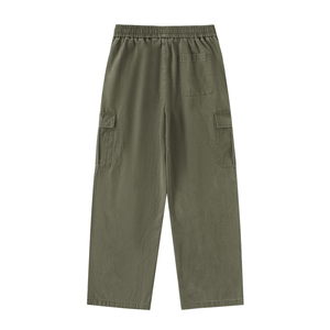 Green cargo pants on a white background