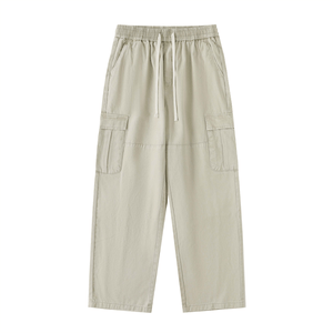Beige cargo pants on a white background