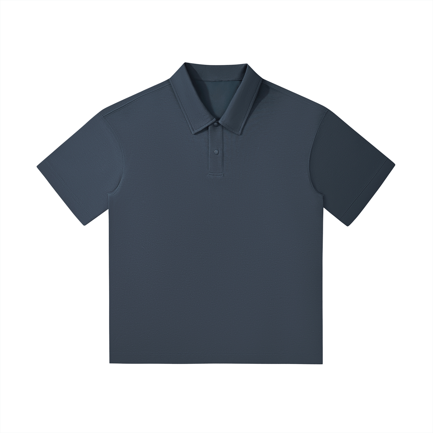 Navy blue polo shirt on a white background