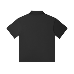Black polo shirt on a white background