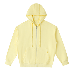 Yellow hoodie with a zipper on a white background