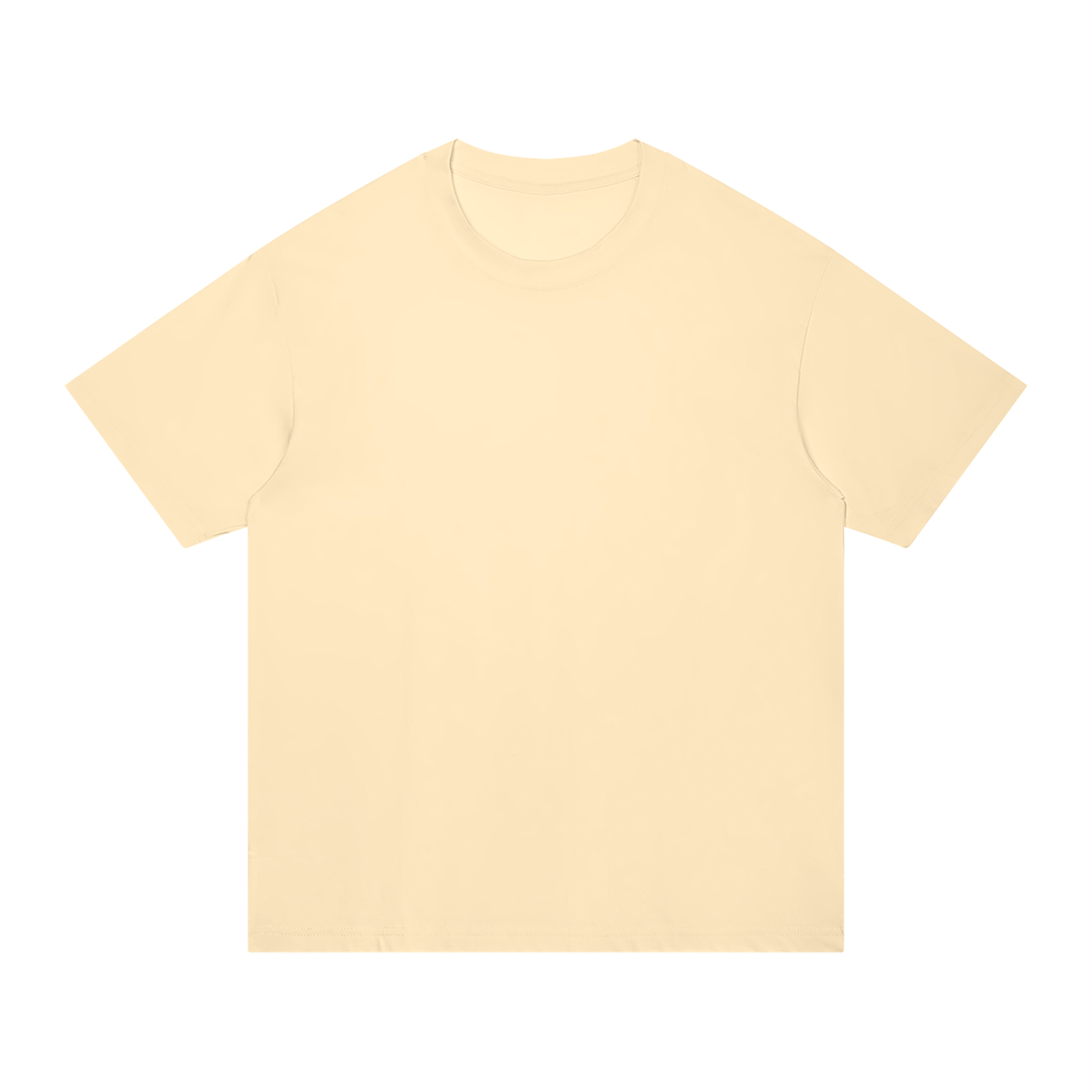 A plain short-sleeve crewneck t-shirt in a pale cream or light beige color, shown flat against a solid white background.