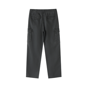 Dark gray cargo pants on a white background