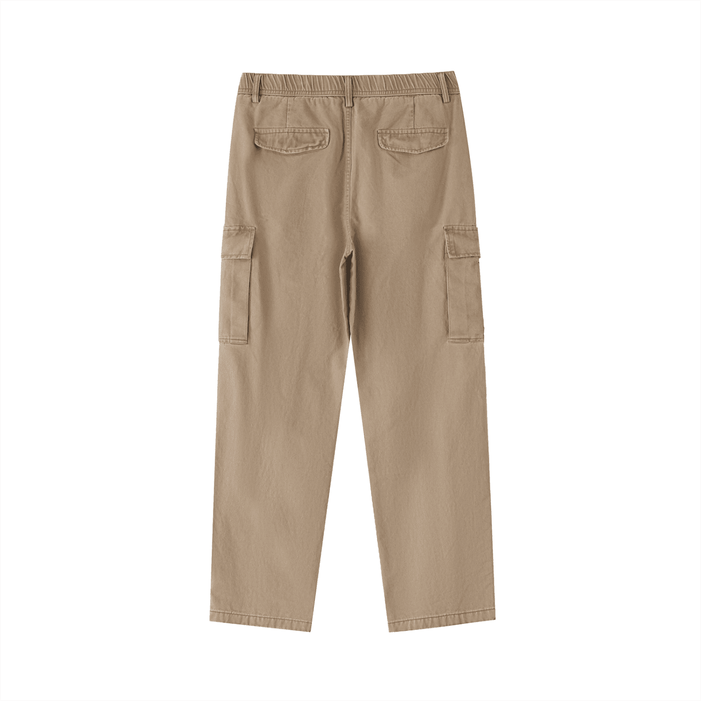 Beige cargo pants on a white background