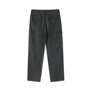 Dark gray cargo pants on a white background