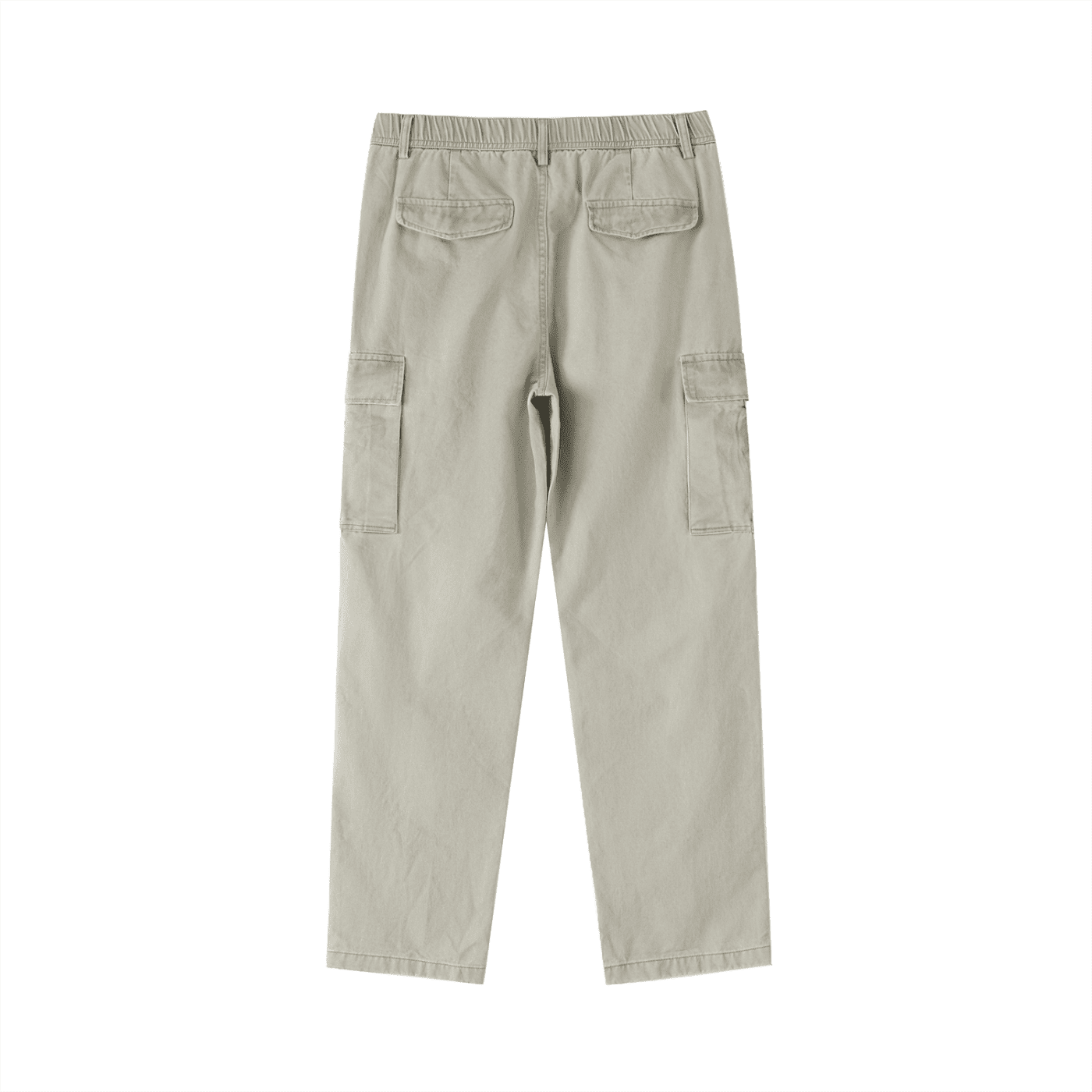 Beige cargo pants on a white background