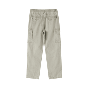 Beige cargo pants on a white background