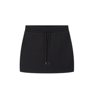 Black skirt with drawstring on a white background