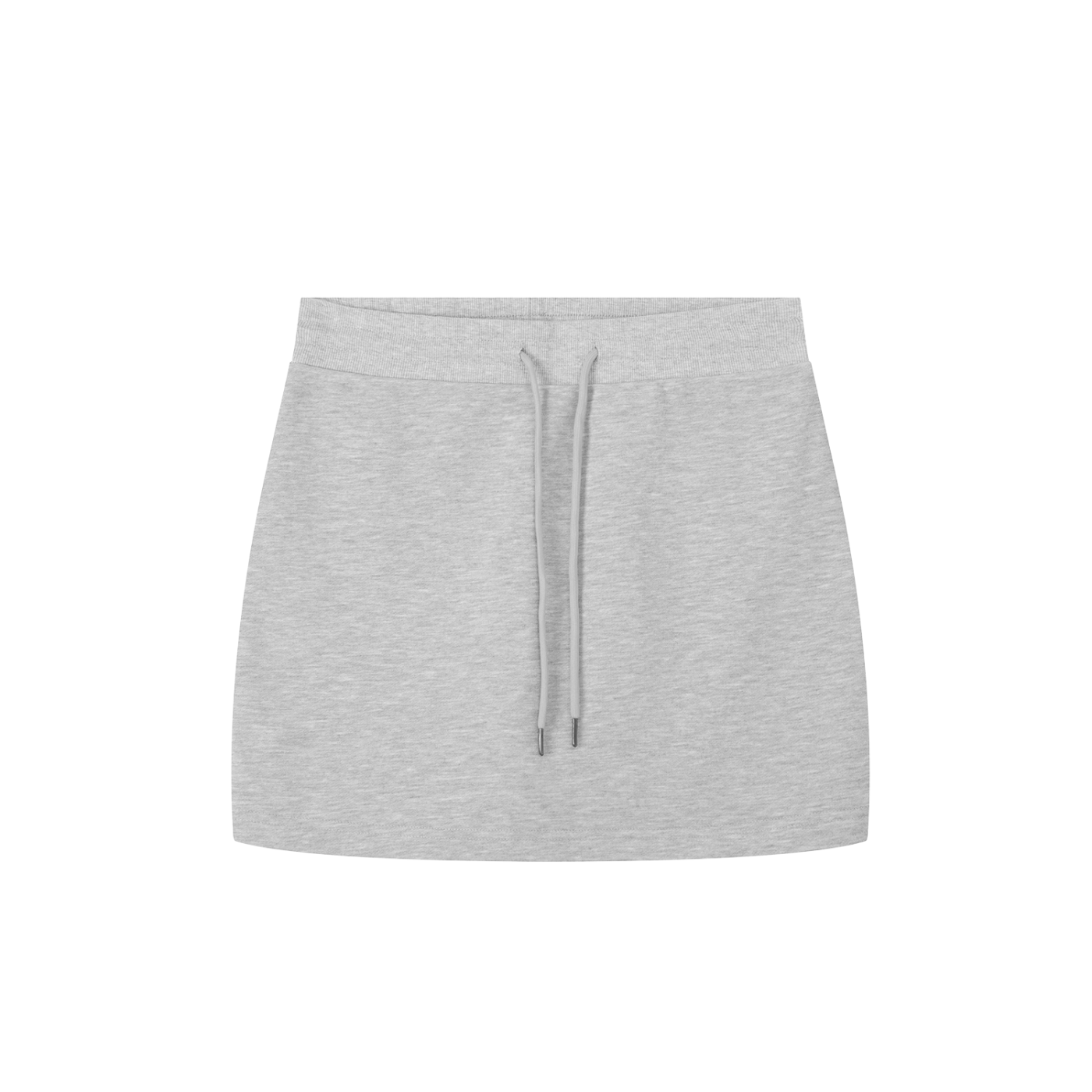 Gray mini skirt with drawstring on a white background