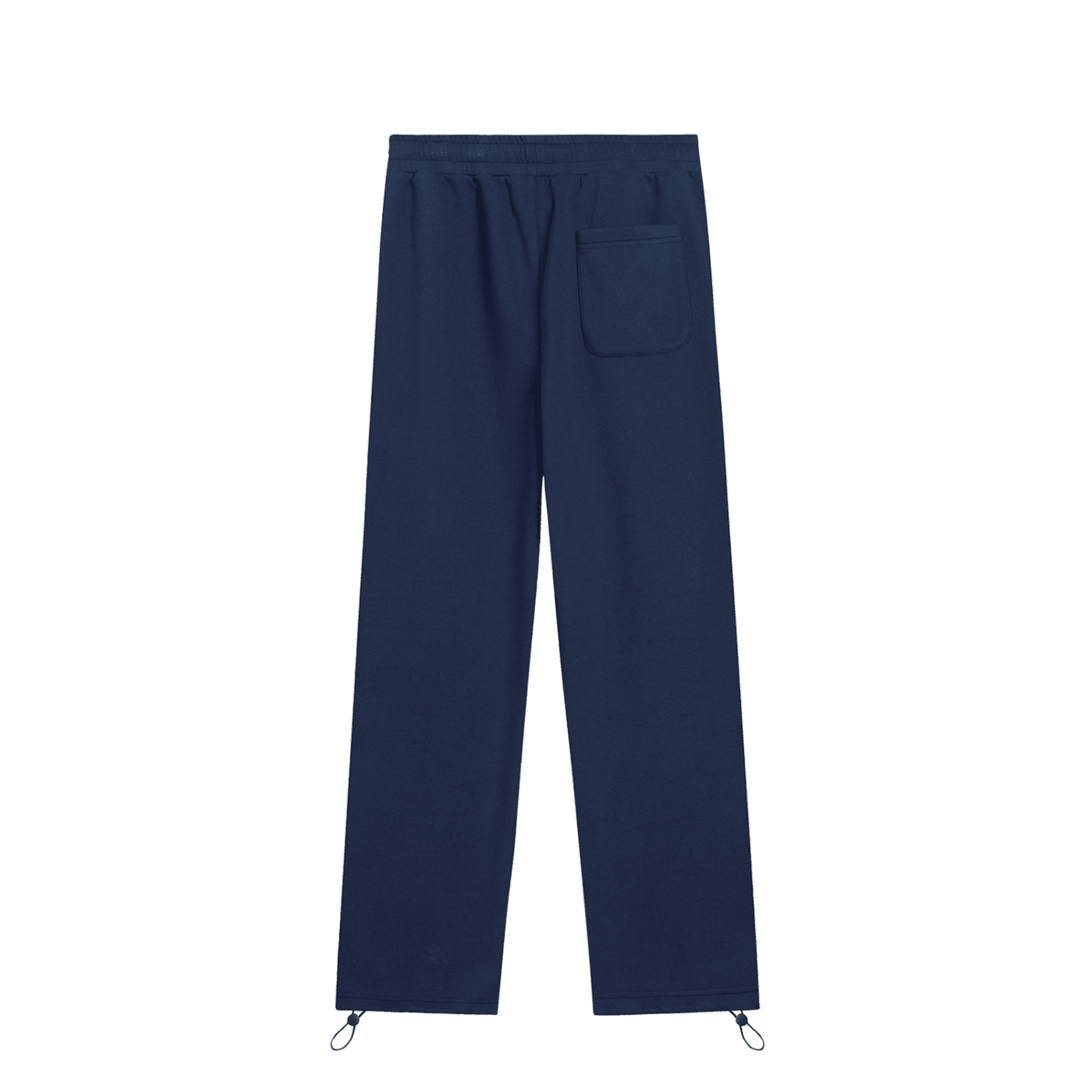 Navy blue pants with a pocket on a white background