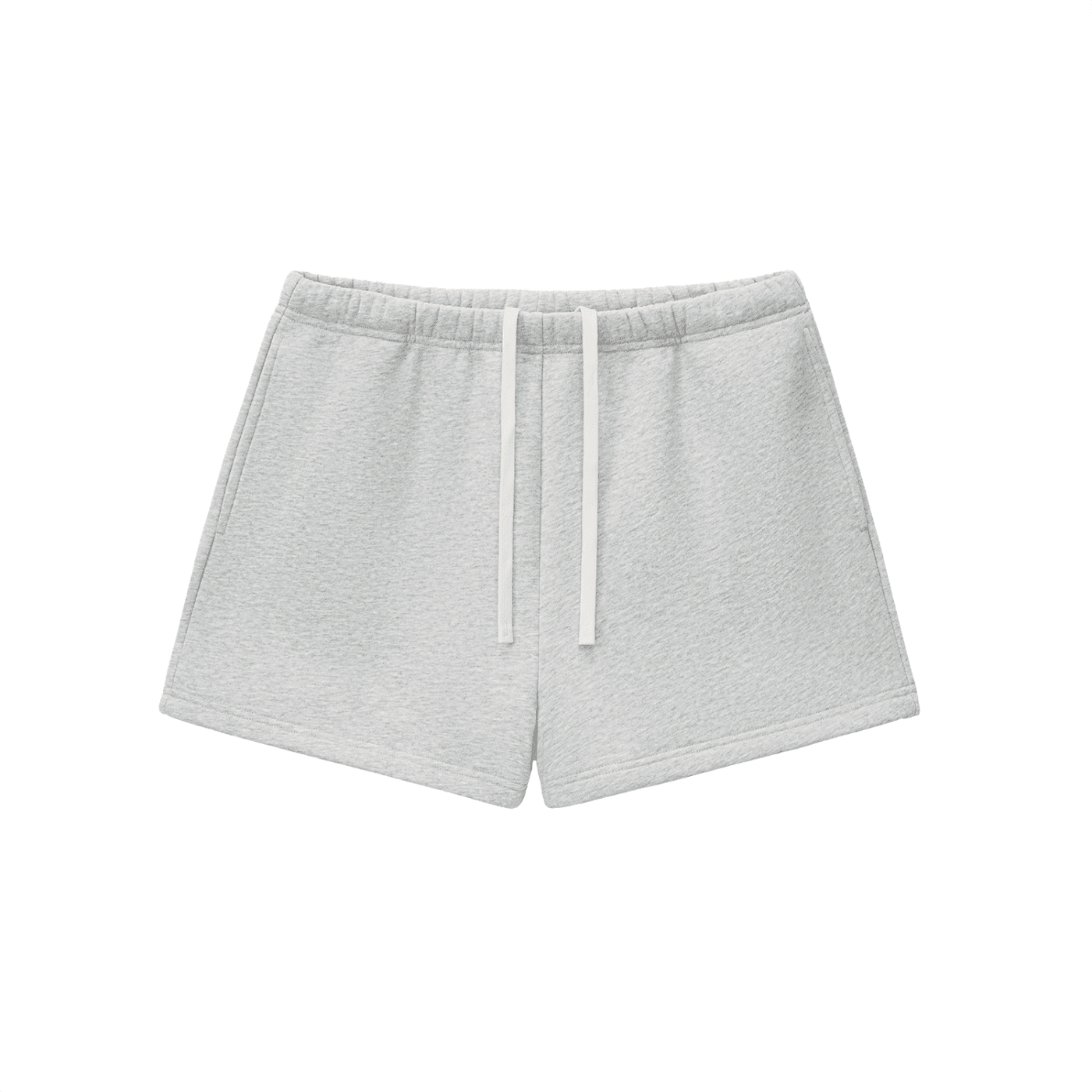Gray shorts with drawstring on a white background