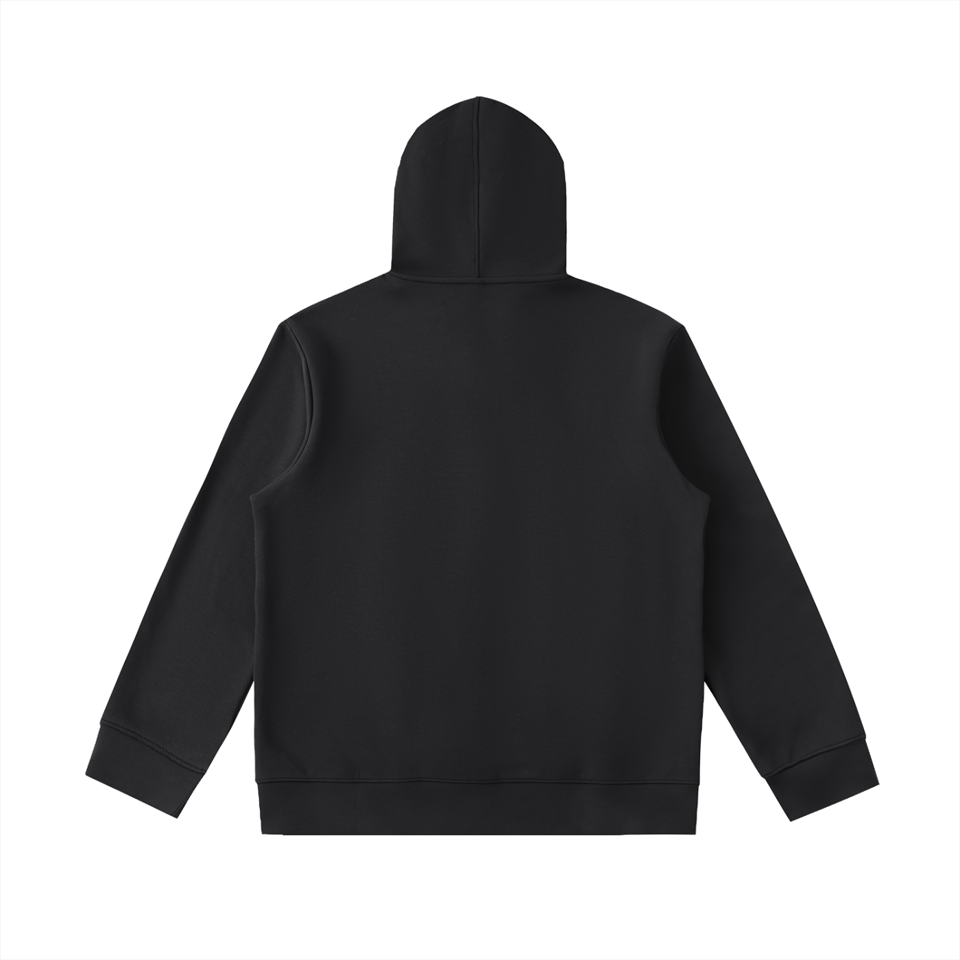 Black hoodie shown from the back on a white background