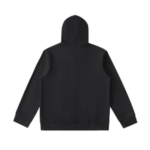 Black hoodie shown from the back on a white background