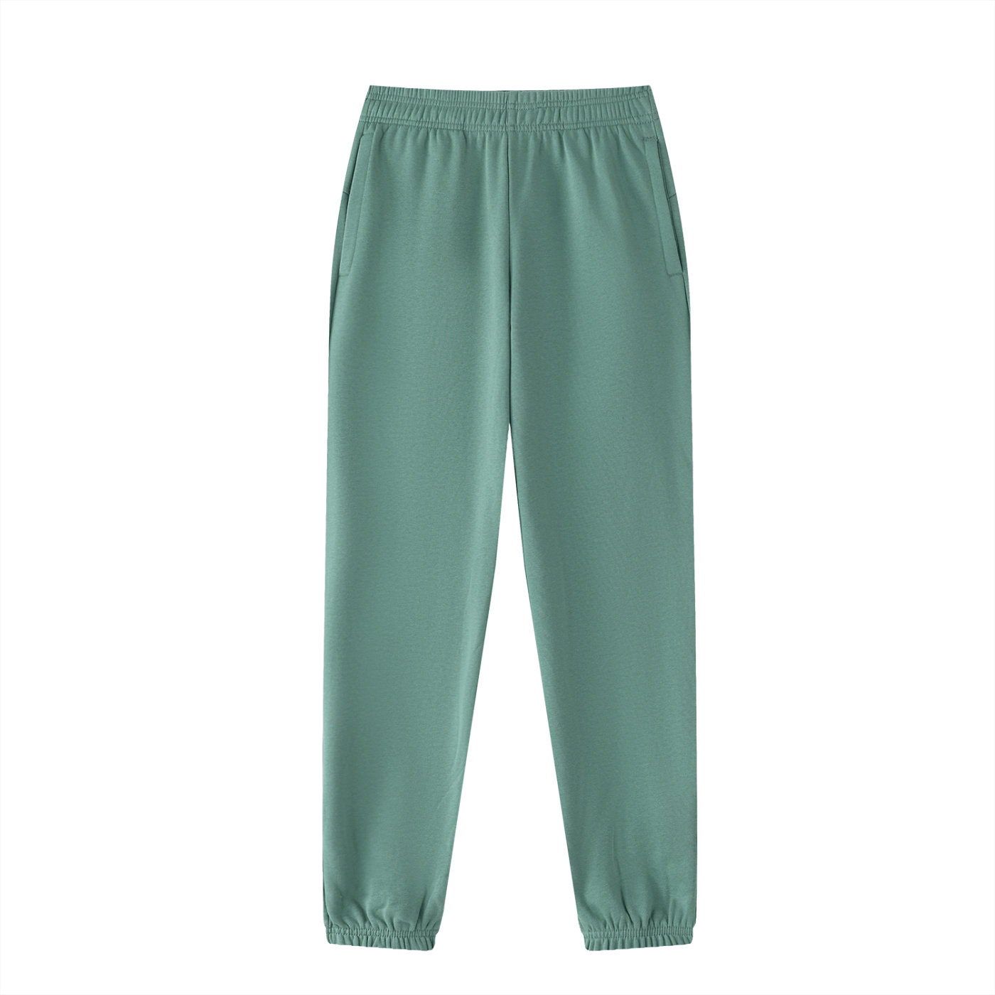 Green sweatpants on a white background