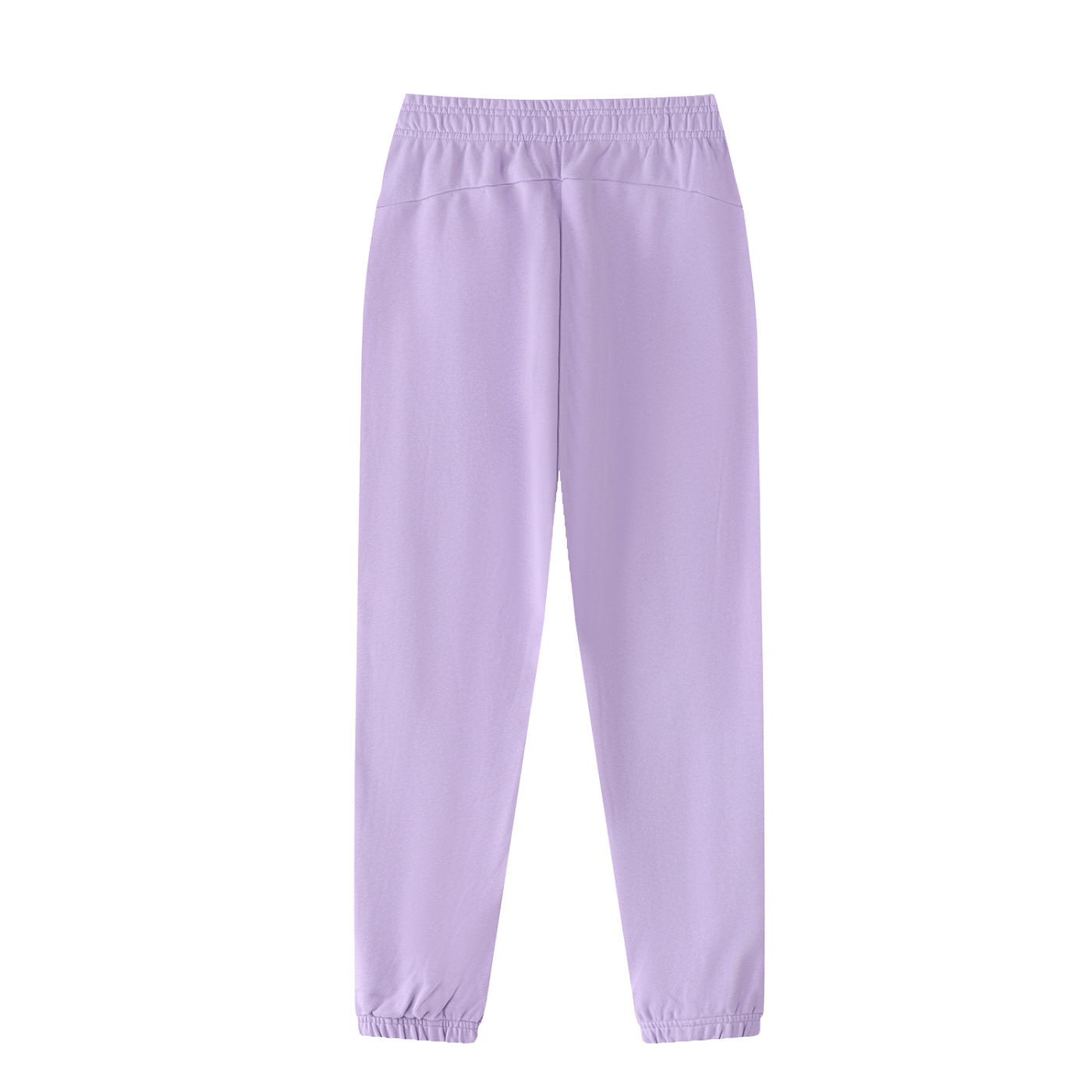 Lavender sweatpants on a white background