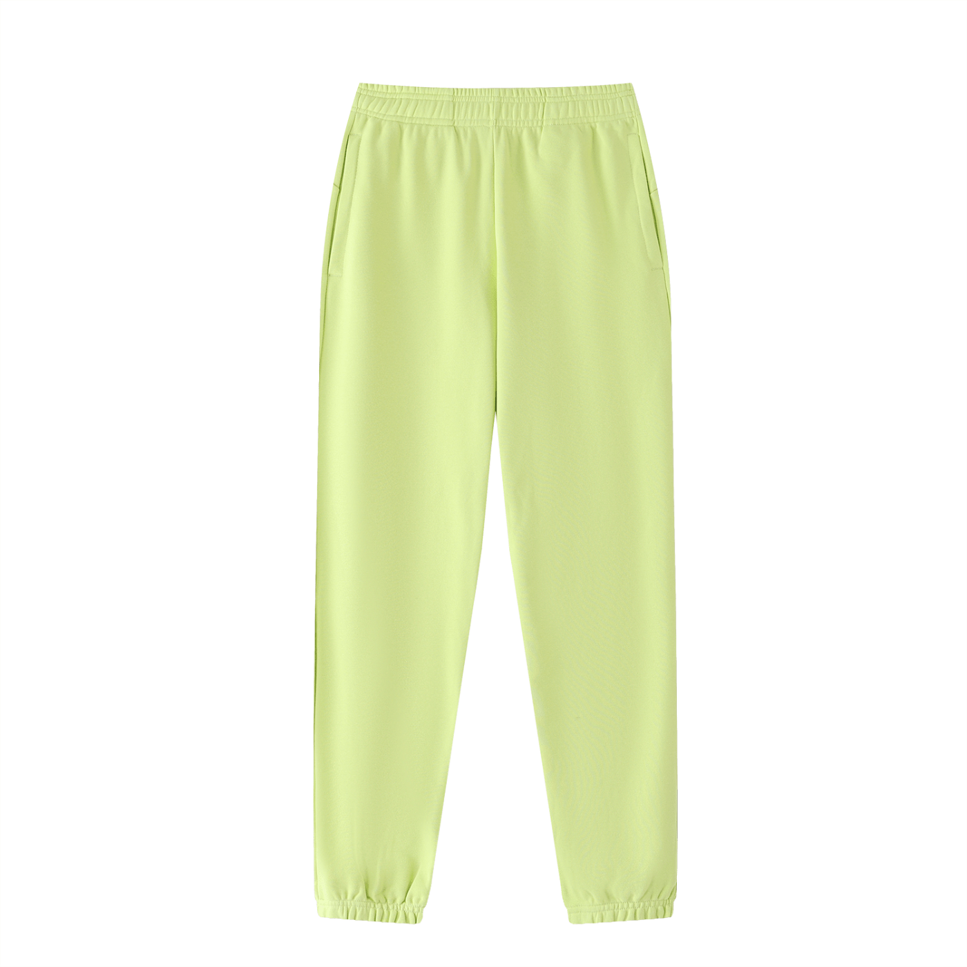 Light green sweatpants on a white background