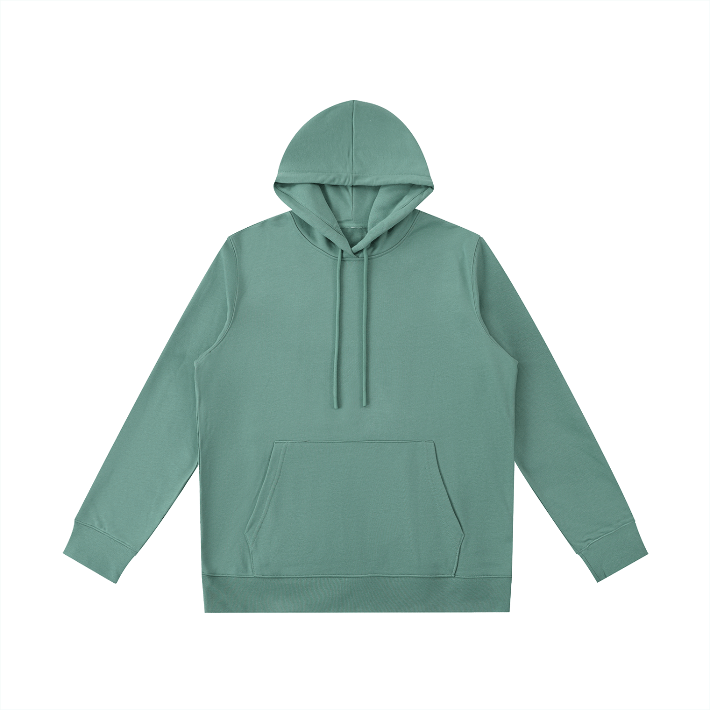 Green hoodie on a white background