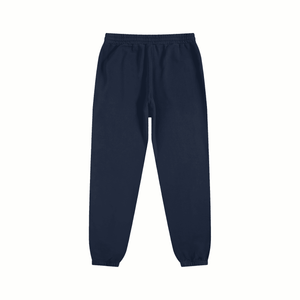 Navy blue sweatpants on a white background