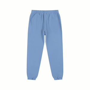 Light blue sweatpants on a white background