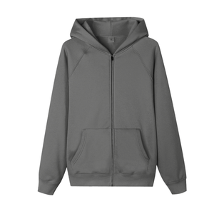 Gray hoodie with a zipper on a white background