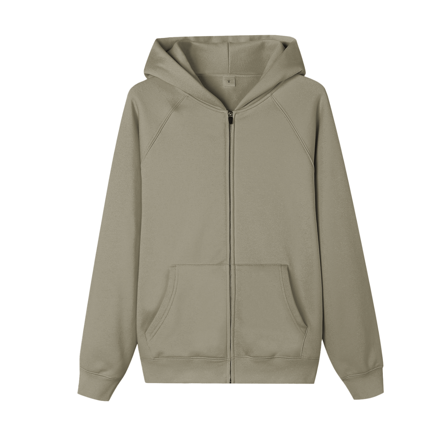 Beige hoodie with a zipper on a white background