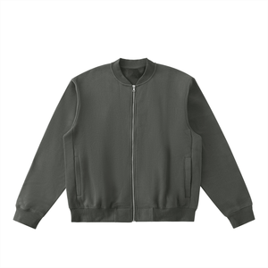 Dark gray bomber jacket on a white background