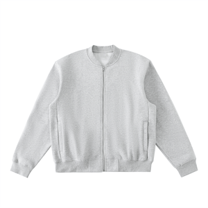 Gray zip-up sweatshirt on a white background