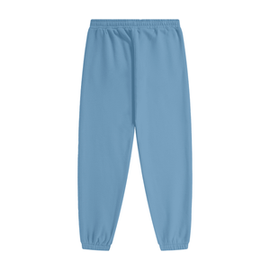 Light blue sweatpants on a white background