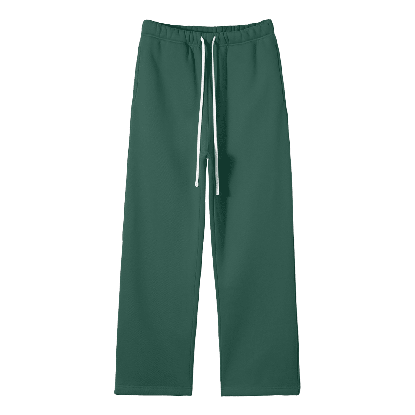 Green pants with a drawstring on a white background