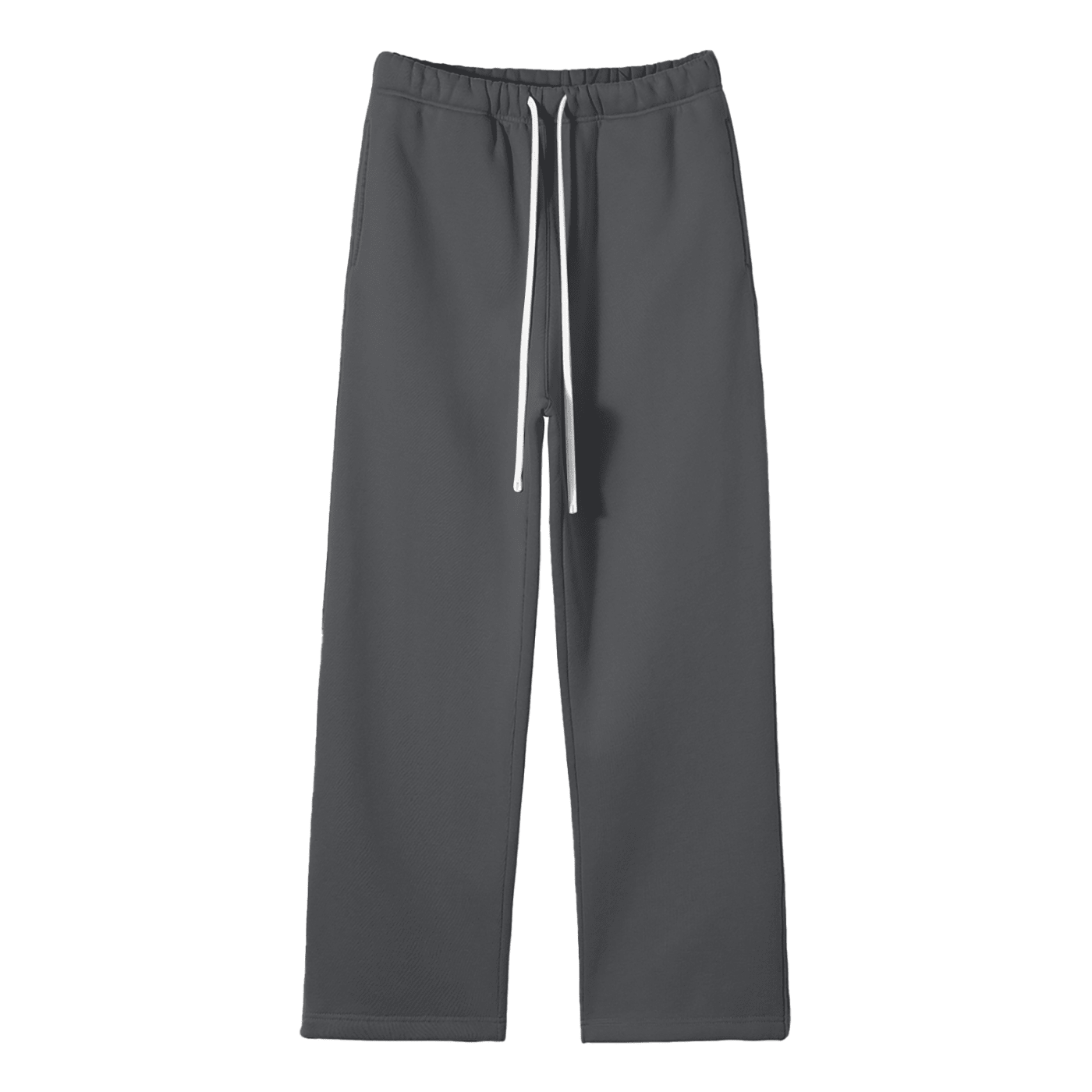 Gray sweatpants with a brand logo on a white background